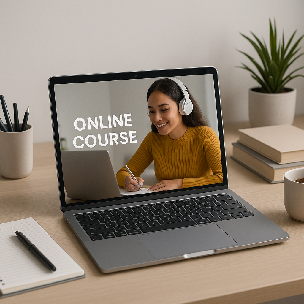 Persona siguiendo un curso o contenido educativo en línea